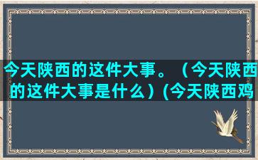 今天陕西的这件大事。（今天陕西的这件大事是什么）(今天陕西鸡蛋价格)