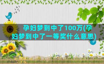 孕妇梦到中了100万(孕妇梦到中了一等奖什么意思)