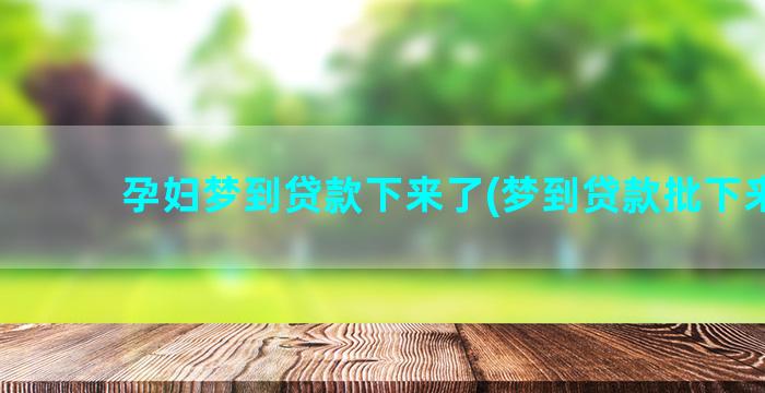 孕妇梦到贷款下来了(梦到贷款批下来了)