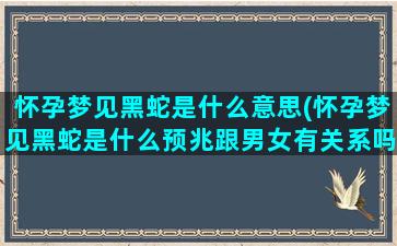 怀孕梦见黑蛇是什么意思(怀孕梦见黑蛇是什么预兆跟男女有关系吗)