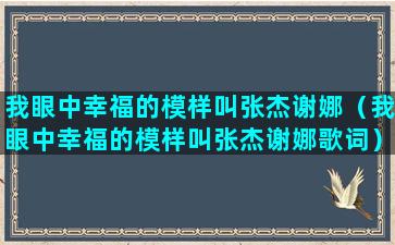 我眼中幸福的模样叫张杰谢娜（我眼中幸福的模样叫张杰谢娜歌词）(我眼中幸福的模样图文)