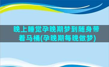 晚上睡觉孕晚期梦到随身带着马桶(孕晚期每晚做梦)