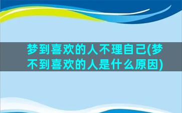 梦到喜欢的人不理自己(梦不到喜欢的人是什么原因)