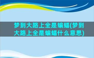 梦到大路上全是蝙蝠(梦到大路上全是蝙蝠什么意思)