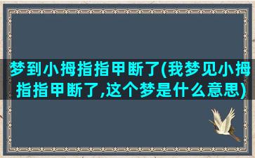 梦到小拇指指甲断了(我梦见小拇指指甲断了,这个梦是什么意思)