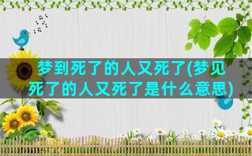 梦到死了的人又死了(梦见死了的人又死了是什么意思)