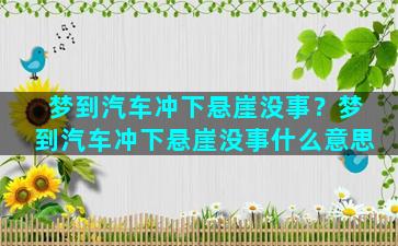 梦到汽车冲下悬崖没事？梦到汽车冲下悬崖没事什么意思