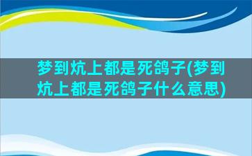 梦到炕上都是死鸽子(梦到炕上都是死鸽子什么意思)