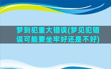 梦到犯重大错误(梦见犯错误可能要坐牢好还是不好)