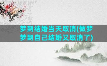 梦到结婚当天取消(做梦梦到自己结婚又取消了)