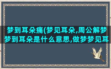 梦到耳朵痛(梦见耳朵,周公解梦梦到耳朵是什么意思,做梦梦见耳朵好不好)