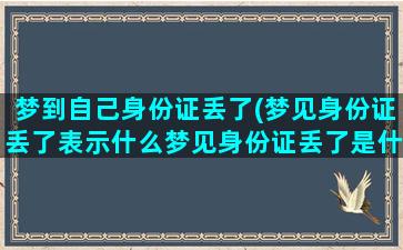 梦到自己身份证丢了(梦见身份证丢了表示什么梦见身份证丢了是什么预兆)