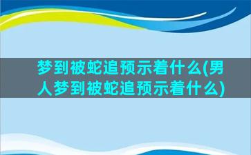 梦到被蛇追预示着什么(男人梦到被蛇追预示着什么)