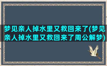 梦见亲人掉水里又救回来了(梦见亲人掉水里又救回来了周公解梦)