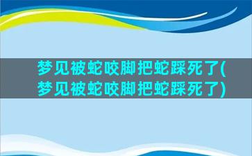 梦见被蛇咬脚把蛇踩死了(梦见被蛇咬脚把蛇踩死了)